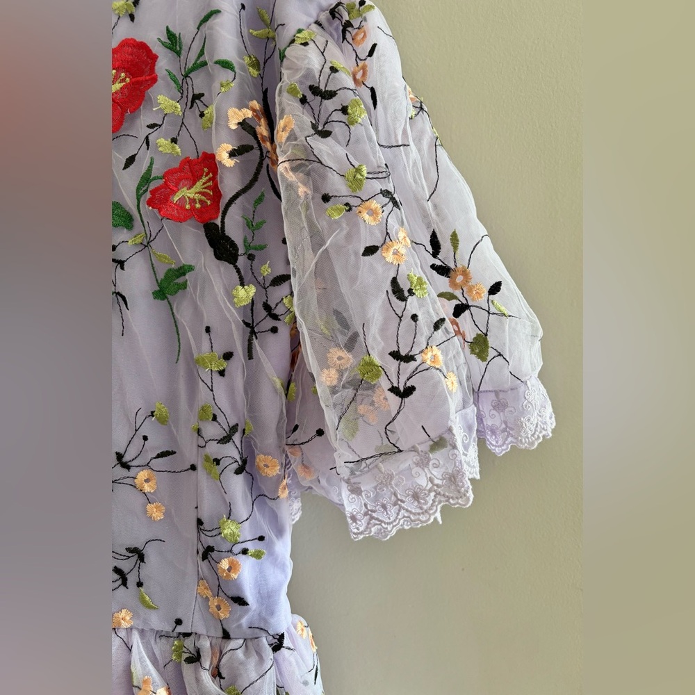 NWT JessaKae Darla Floral Embroidered Tulle Lace Trim Dress | Size 4X - Picture 8 of 12